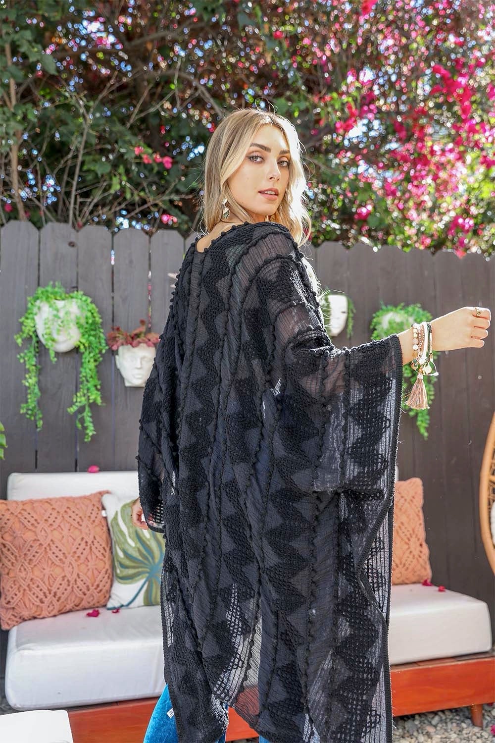 Soft Embroidered Zig Zag Kimono - Boho Vida