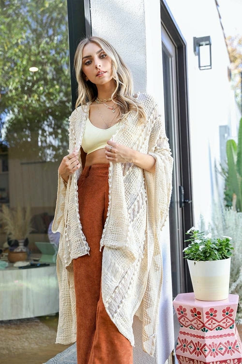 Soft Embroidered Zig Zag Kimono - Boho Vida