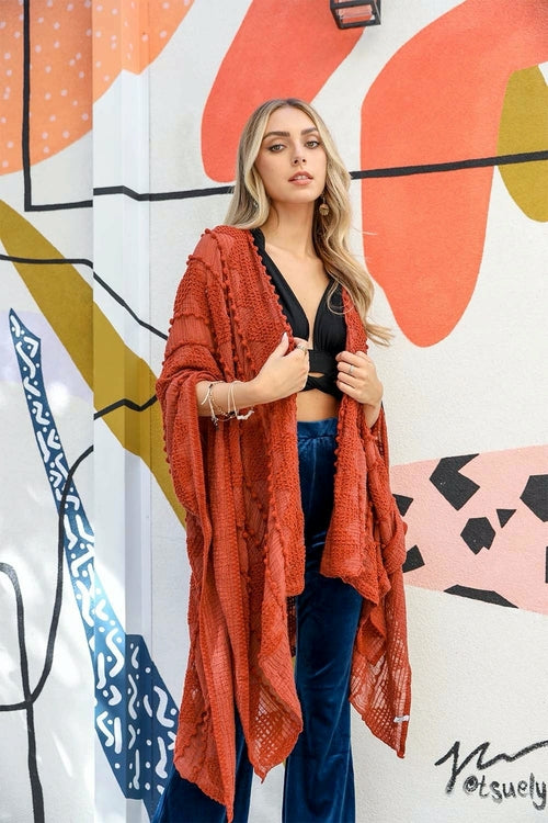 Soft Embroidered Zig Zag Kimono - Boho Vida