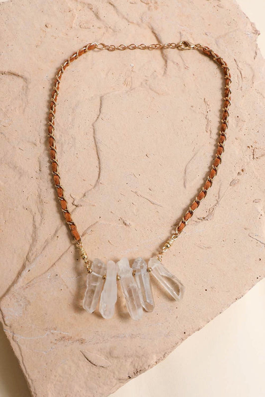 Crystal Drop Suede Necklace - Boho Vida