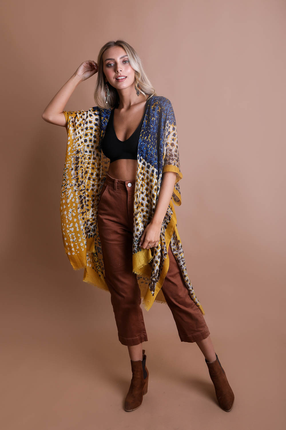 Vibrant Multicolor Frayed Kimono - Boho Vida