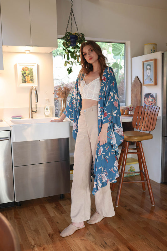 Floral Butterfly Sleeve Kimono - Boho Vida