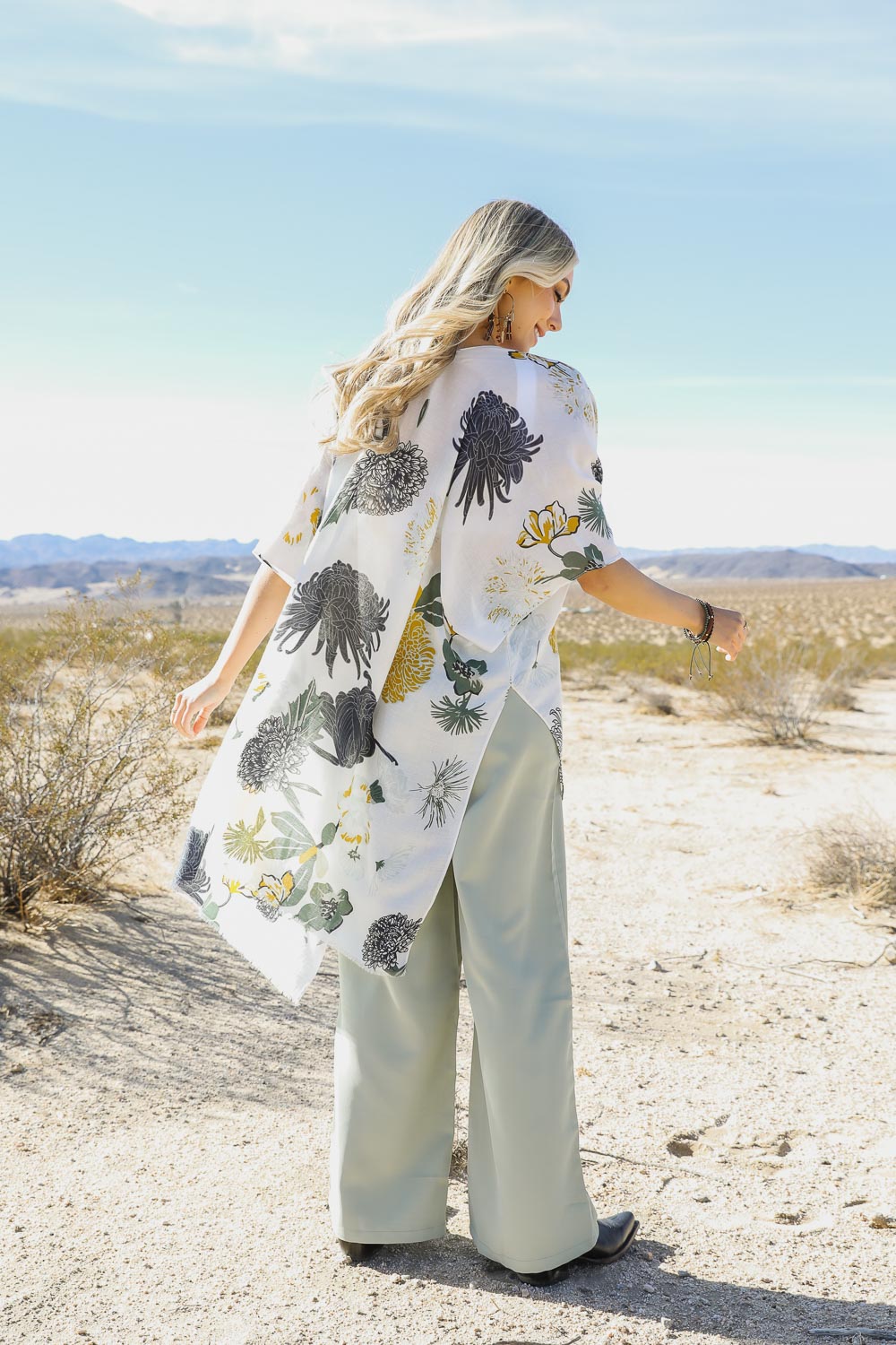 Floral Motif Combo Kimono - Boho Vida