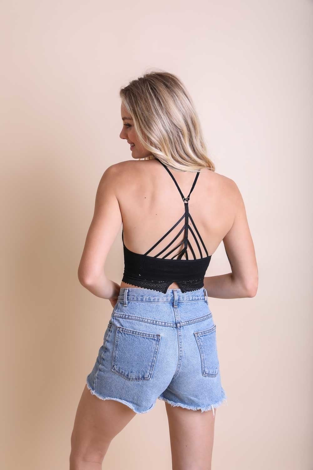 High Neck Crochet Trim Bralette - Boho Vida