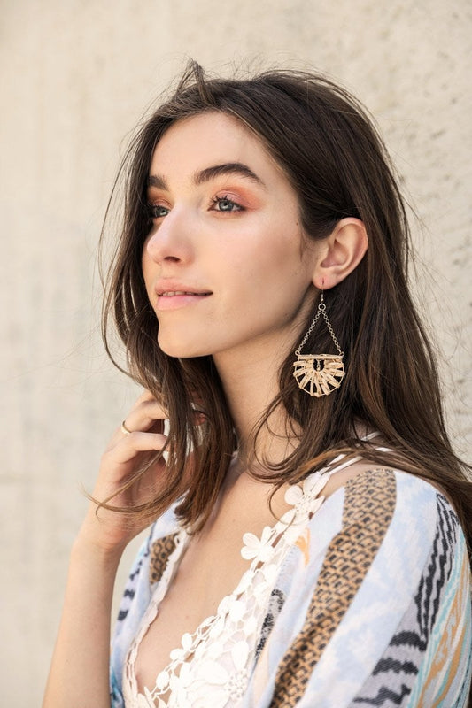 Natural Drop Woven Earrings - Boho Vida