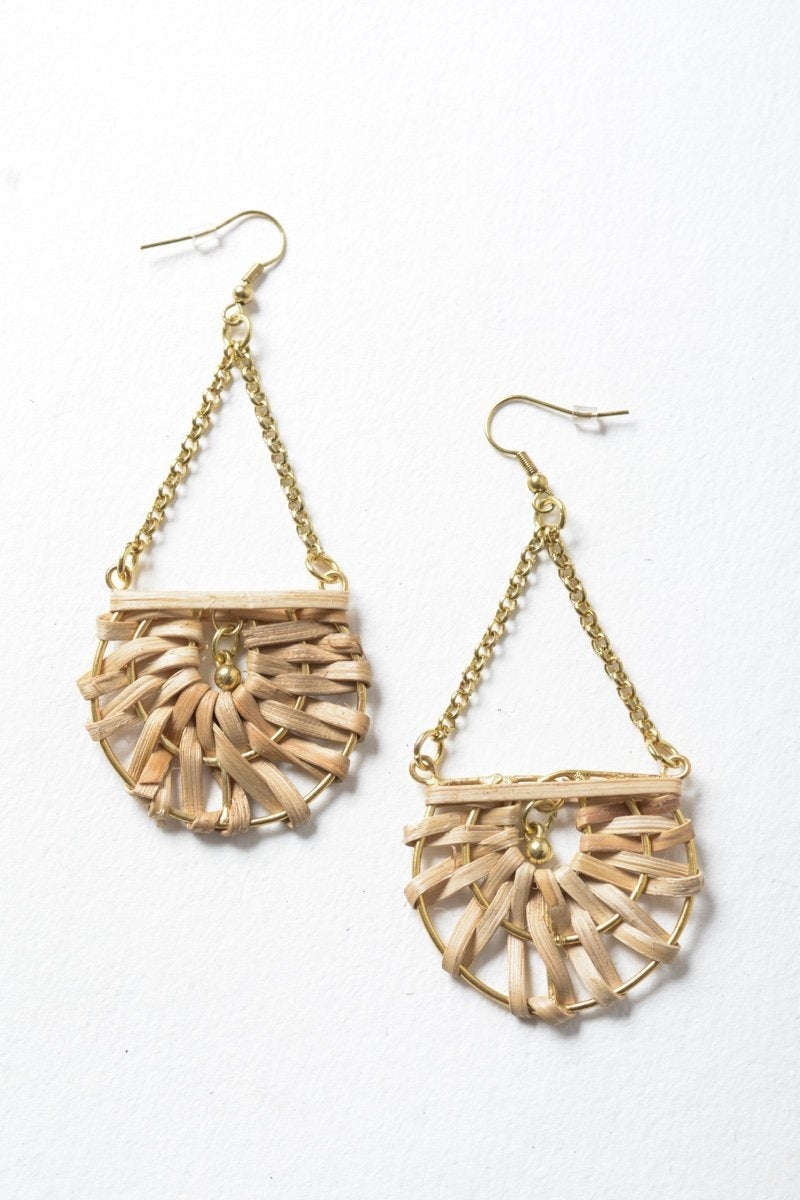 Natural Drop Woven Earrings - Boho Vida