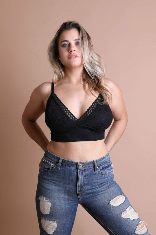 Plus Size Waistband Loop Lace Brami - Boho Vida