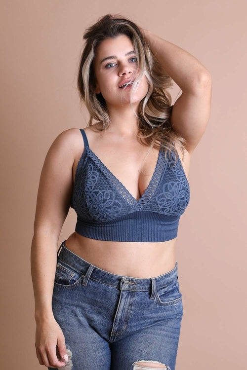 Plus Size Waistband Loop Lace Brami - Boho Vida