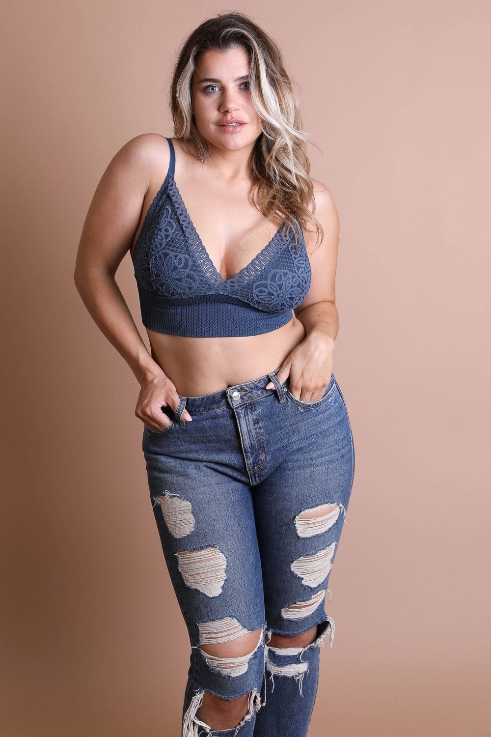 Plus Size Waistband Loop Lace Brami - Boho Vida