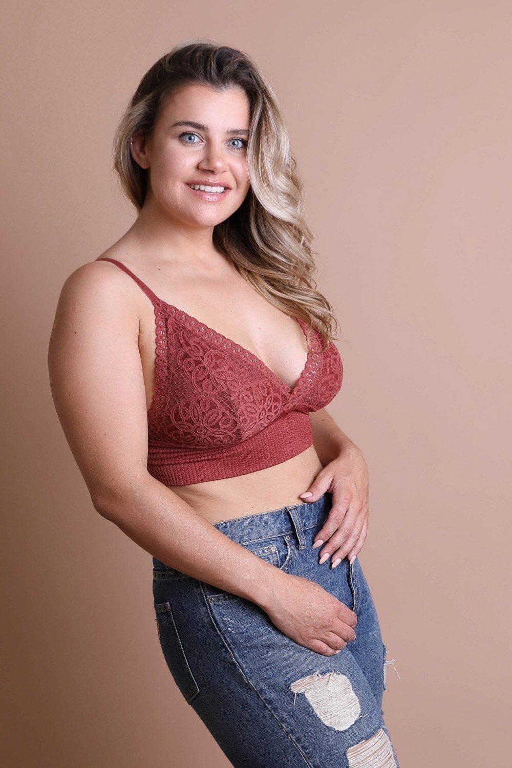 Plus Size Waistband Loop Lace Brami - Boho Vida